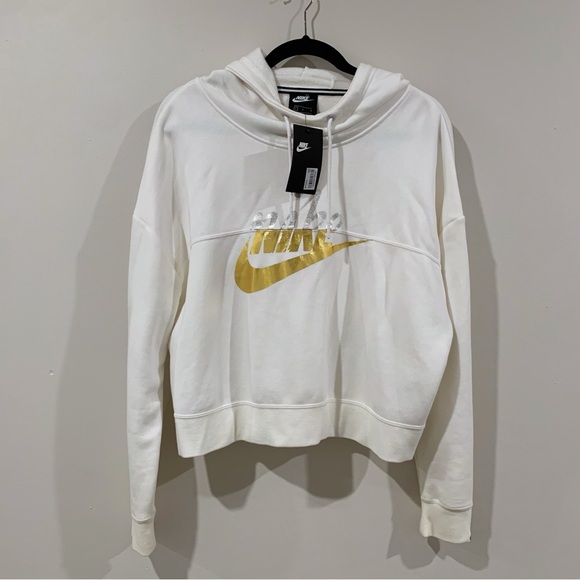 Nike Rally Gold Metallic Cropped Hoodie - Picture 2 of 9